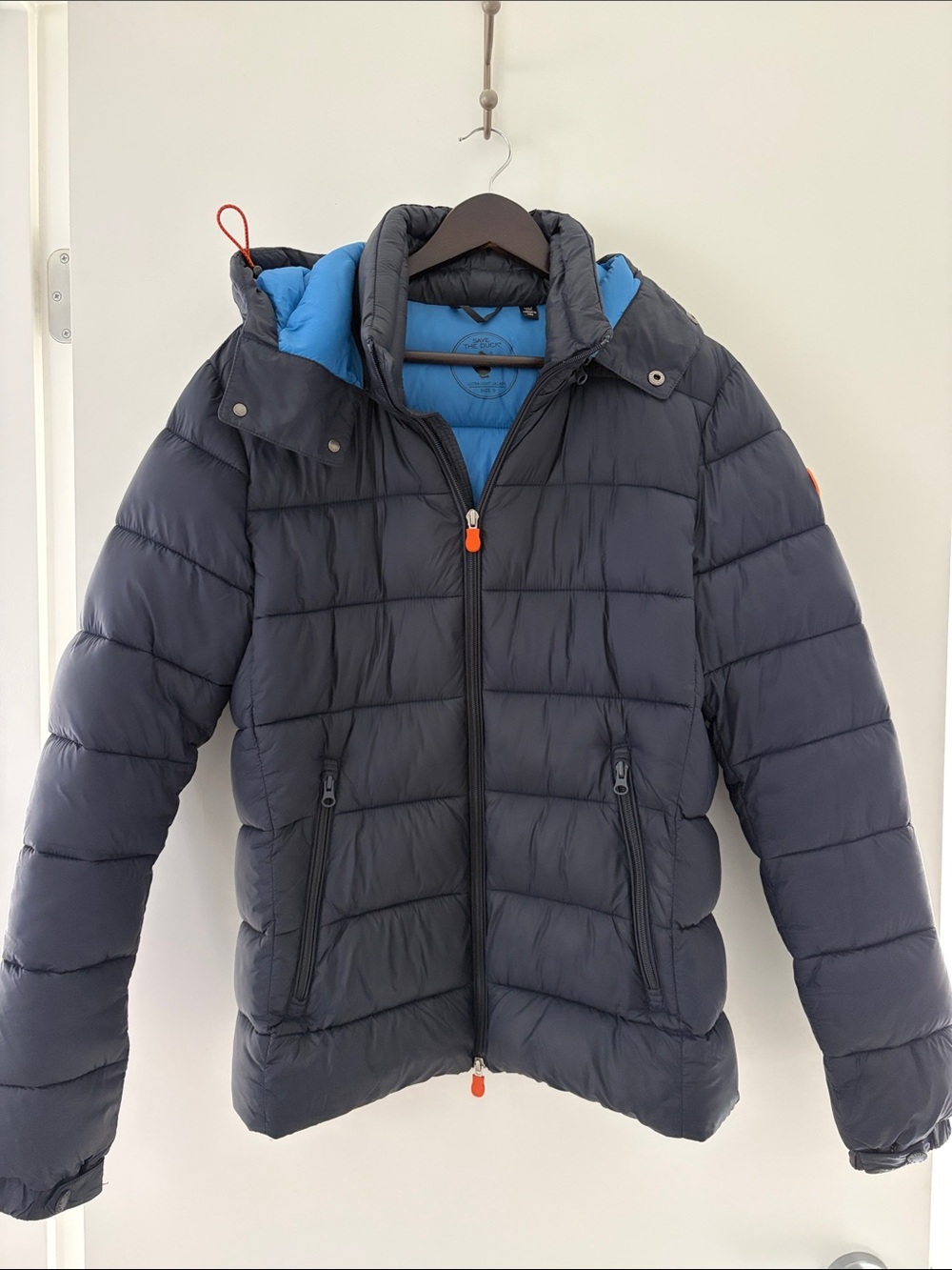 SAVE THE DUCK Navy Puffer Jacket with Blue Lining
